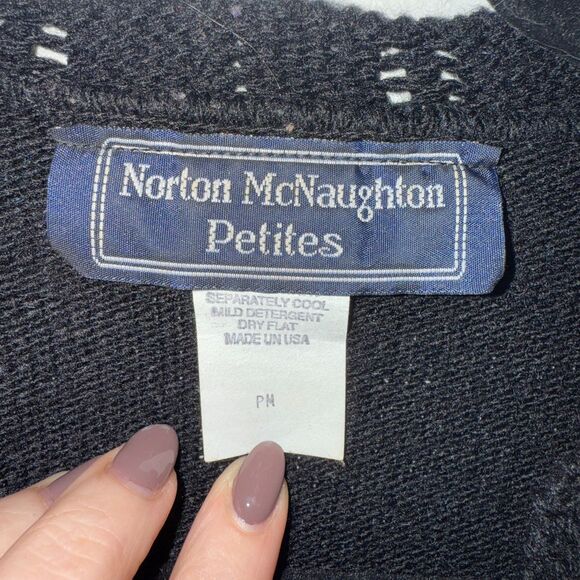 Vintage Nortan McNaughton Petite Floral Grandma Sweater - Black/Multi PM - Picture 5 of 6